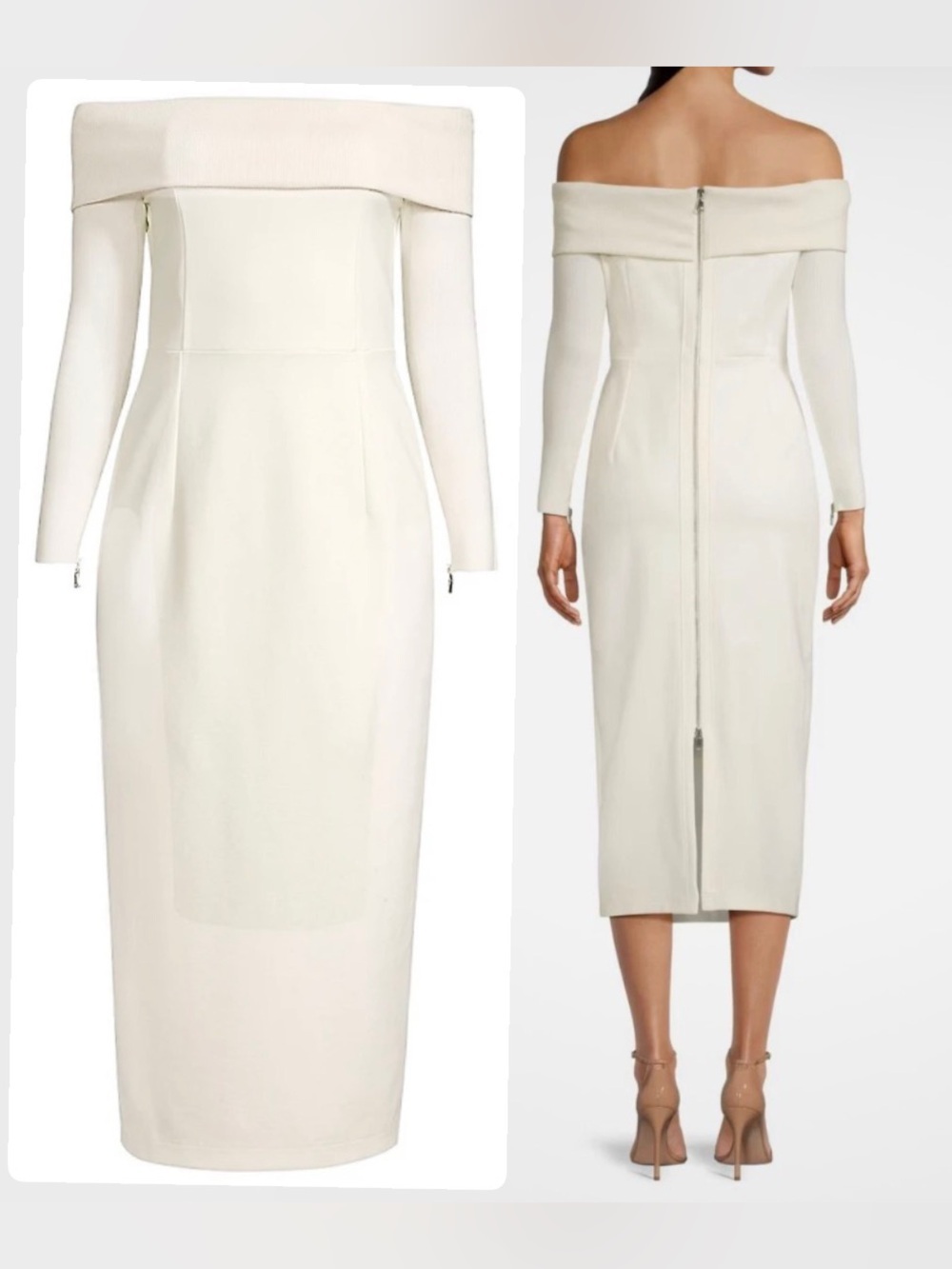 Toccin Ruby Off Shoulder Sheath Dress Ivory size 6 NWT